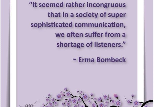 A purple background with a quote by erma bombeck.